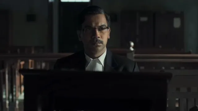 Intense court room still of Rajkummar Rao from the official Rajkummar Rao Prahaar Teaser
