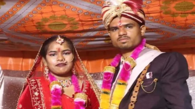 A portrait of Radhika and Sagar celebrating their traditional wedding after winning a legal battle in Betul Instagram Love Story.