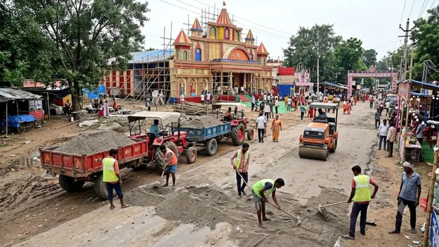 Ranchi Durga Puja RMC ने पंडालों के लिए बिछाई स्टोन डस्ट, राहें हुईं आसान